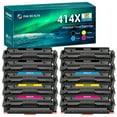 thumbnail image 1 of No Chip 414X Toner Cartridge Compatible for HP 414X 414A W2020X W2021X W2022X W2023X Pro MFP M479fdw M479fdn M454dw M454dn Printer (Black, Cyan, Magenta, Yellow, 10-Pack), 1 of 9