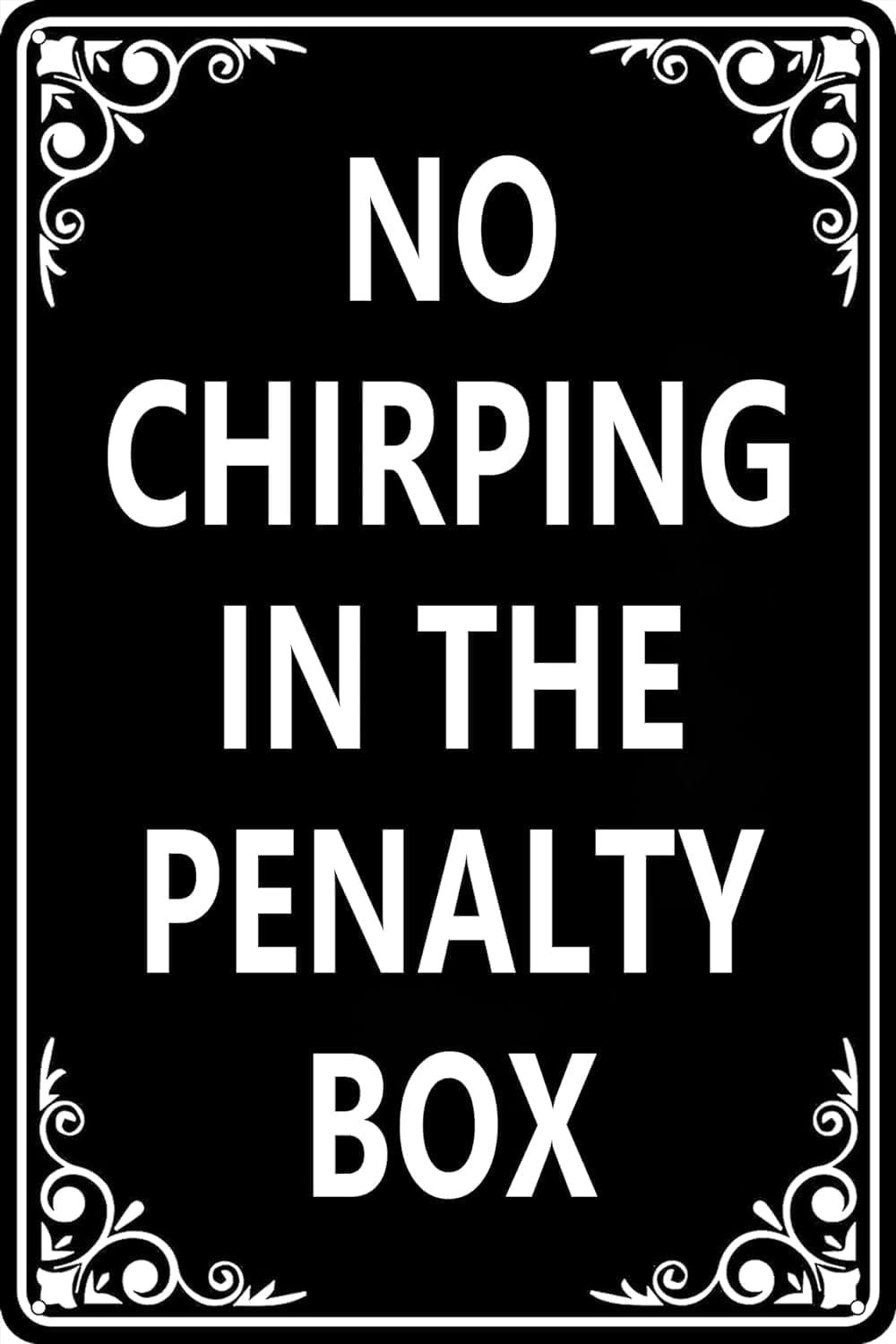 No Chirping in The Penalty Box Funny Tin Sign Ice Hockey Theme Sports