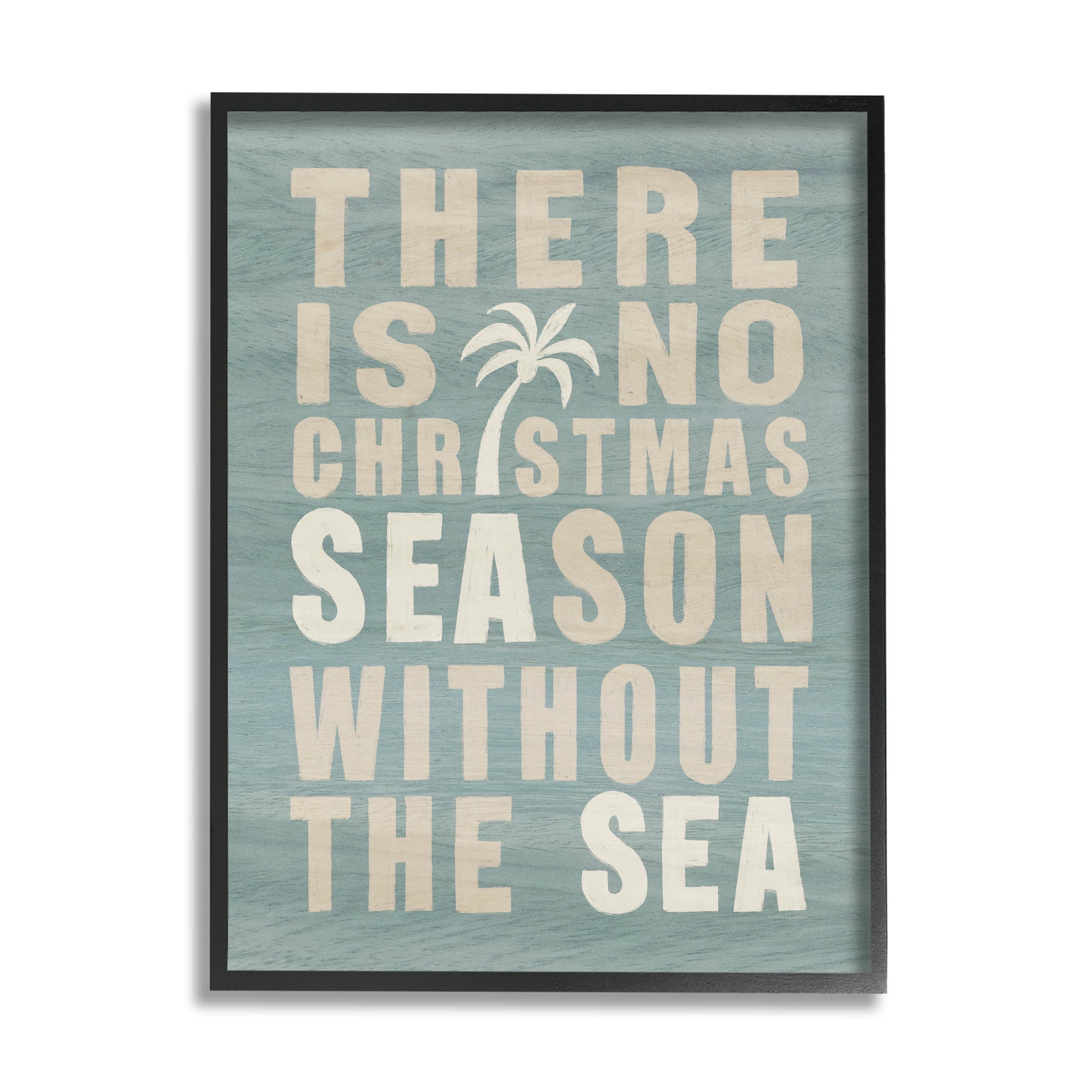 No Christmas Season Without Sea Phrase Holiday Graphic Art Black Framed Art Print Wall Art