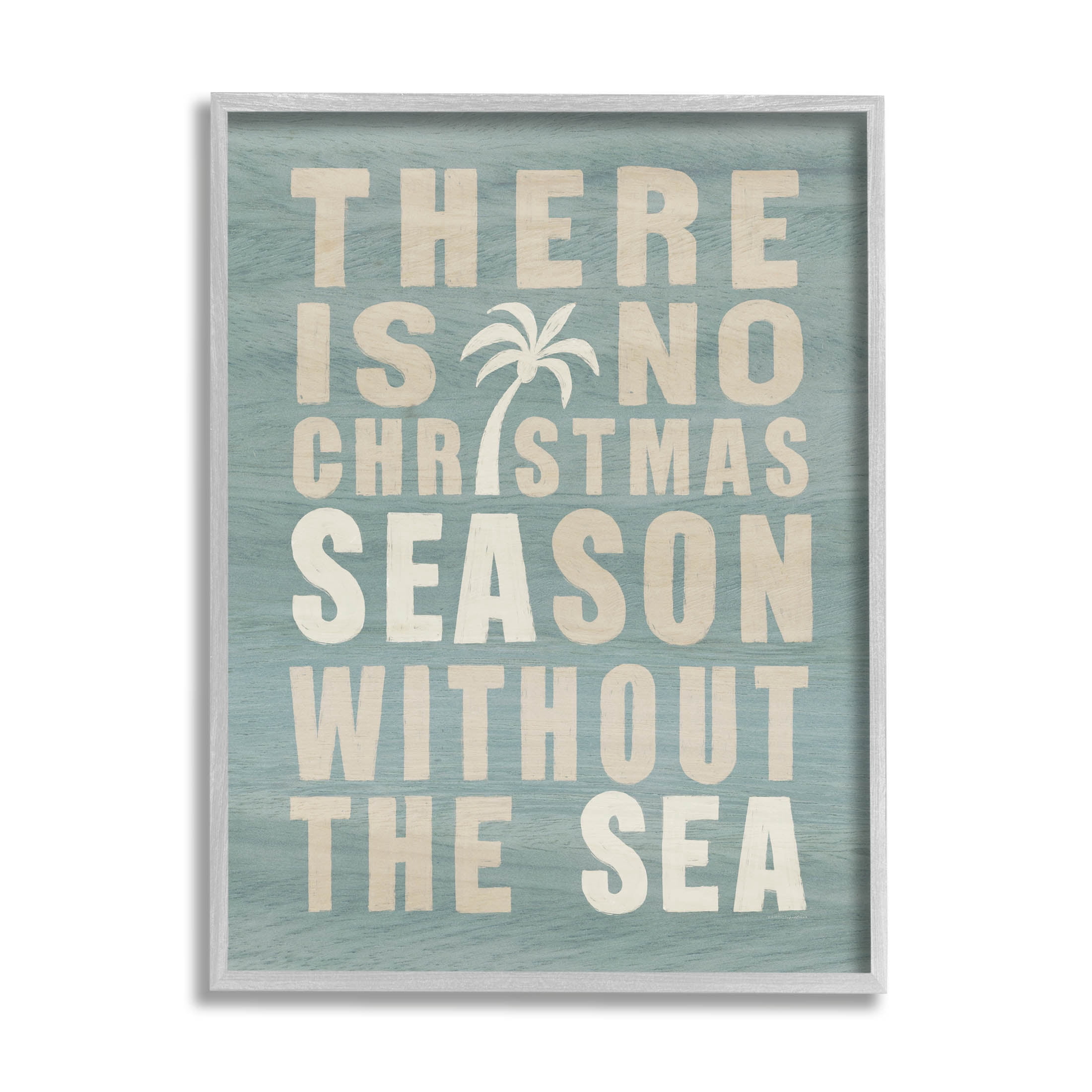 No Christmas Season Without Sea Phrase Holiday Graphic Art Gray Framed Art Print Wall Art