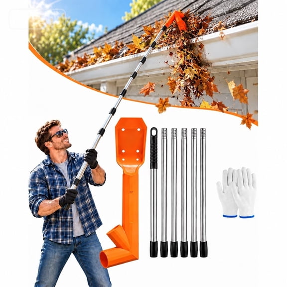 No-Climb Gutter Cleaning Tool from the Ground, 45° & 120° Multi-Angle Gutter Cleaner for Leaves and Debris