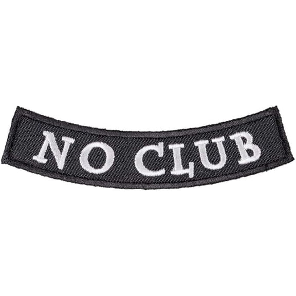 No Club Black & White Rocker Patch, Small Size