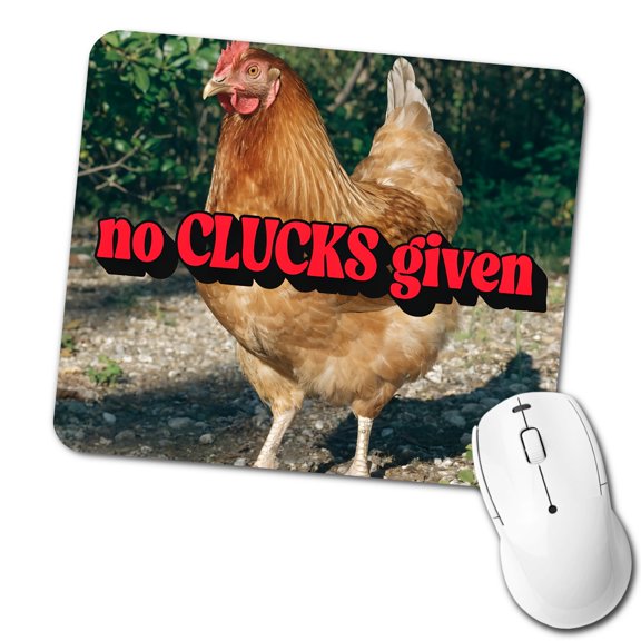 No Clucks Given Chicken Funny Mouse Pad Low Profile Gaming Mat