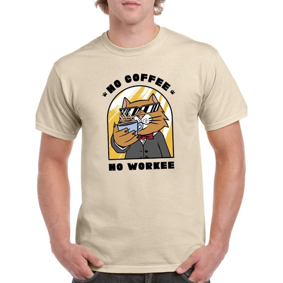 No Coffee No Workee T-Shirt Men -Smartprints Designs, Male 5X-Large