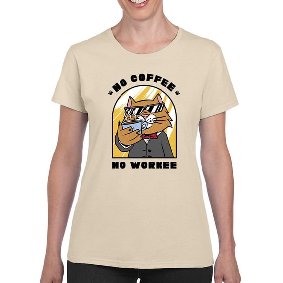 No Coffee No Workee T-Shirt Women -Smartprints Designs, Female x-Large