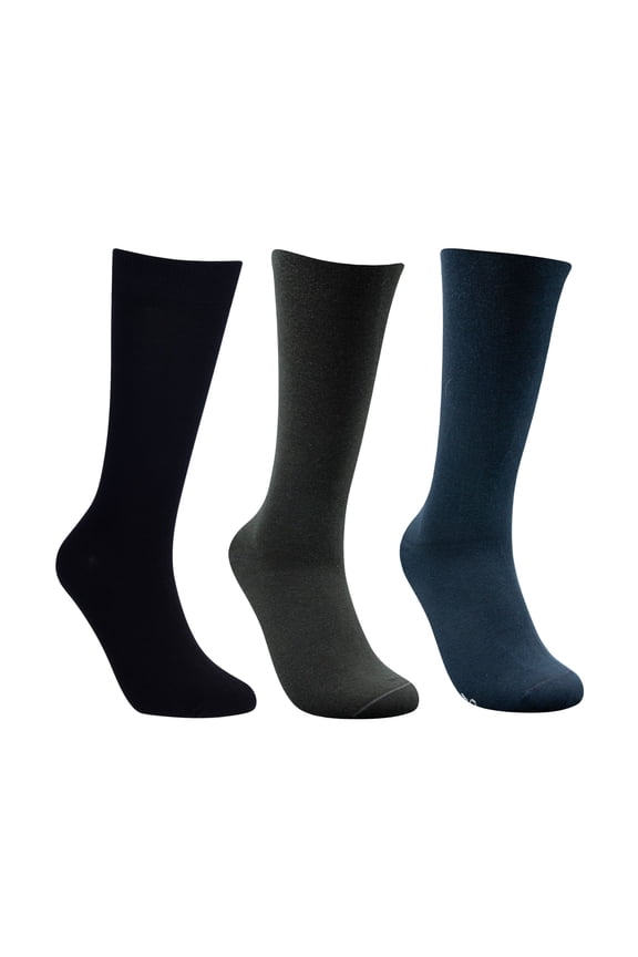 Fun Colorful Novelty Dress Socks for Men, 3 Pairs of Blue, Grey and Navy, Men's Size 8-13, Crew Socks