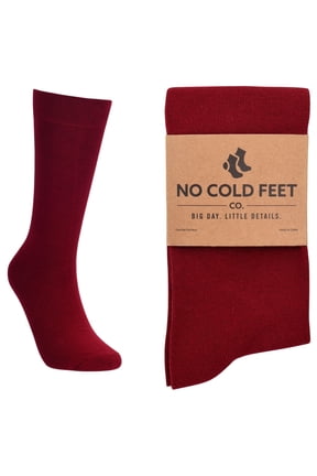 Fun Colorful Novelty Dress Socks for Men, Solid Burgundy, Men's Size 8-13, Crew Socks