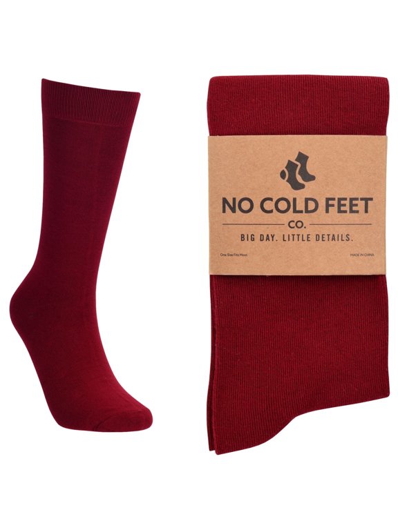 Fun Colorful Novelty Dress Socks for Men, Solid Burgundy, Men's Size 8-13, Crew Socks