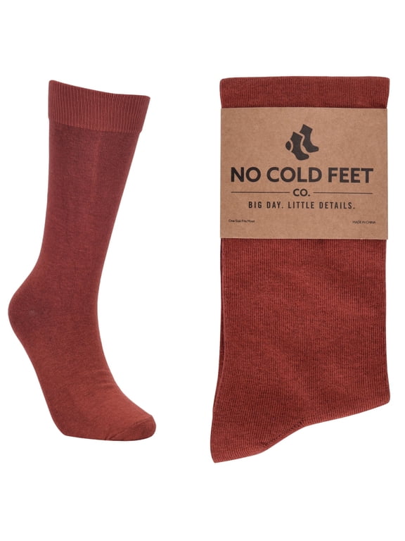 Fun Colorful Novelty Dress Socks for Men, Solid Burnt Orange