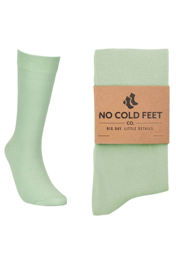 Fun Colorful Novelty Dress Socks for Men, Solid Dusty Sage, Men's Size 8-13, Crew Socks