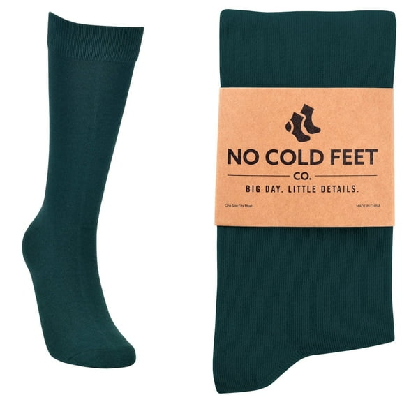 No Cold Feet Fun Colorful Novelty Dress Socks for Men, Solid Emerald Green, Men's Size 8-13, Crew Fit