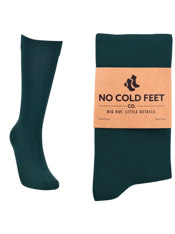 Fun Colorful Novelty Dress Socks for Men, Solid Emerald Green, Men's Size 8-13, Crew Fit