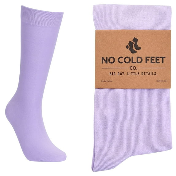 No Cold Feet Fun Colorful Novelty Dress Socks for Men, Solid Lilac, Men's Size 8-13, Crew Socks