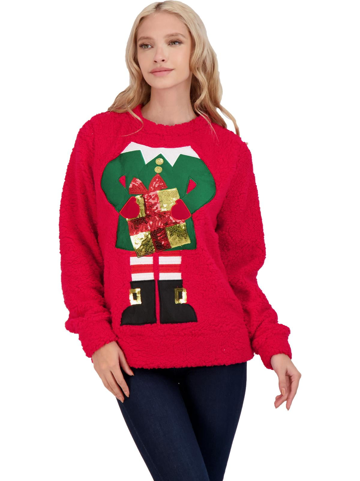 No Comment Women's Junior Size Embroidered Ugly Christmas Sweater ...