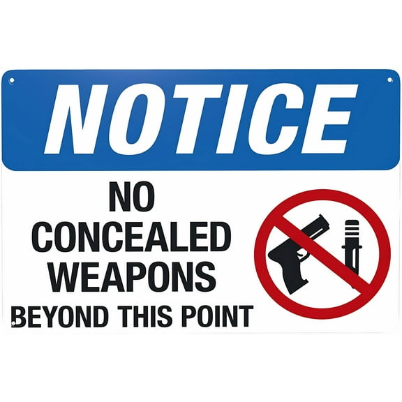 No Concealed Weapons Beyond This Point Retro Security Sign - 8"x12" Metal Warning Sign