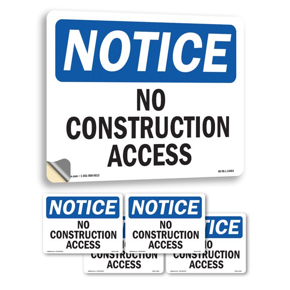 No Construction Access OSHA Notice Vinyl Decal Label 5 Inch x 3.5 Inch - 5 Pack