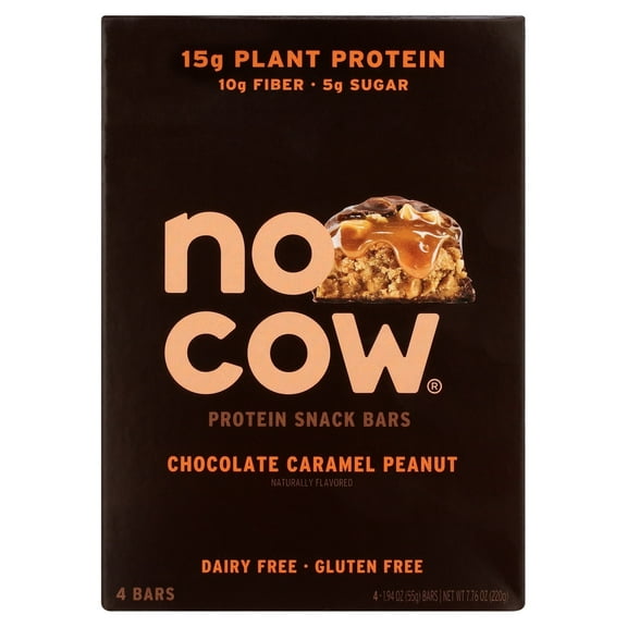 No Cow Chocolate Caramel Peanut Protein Snack Bars, 4 Count