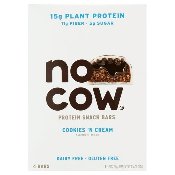 No Cow, Cookies 'N Cream Protein Snack Bars, 4 Count