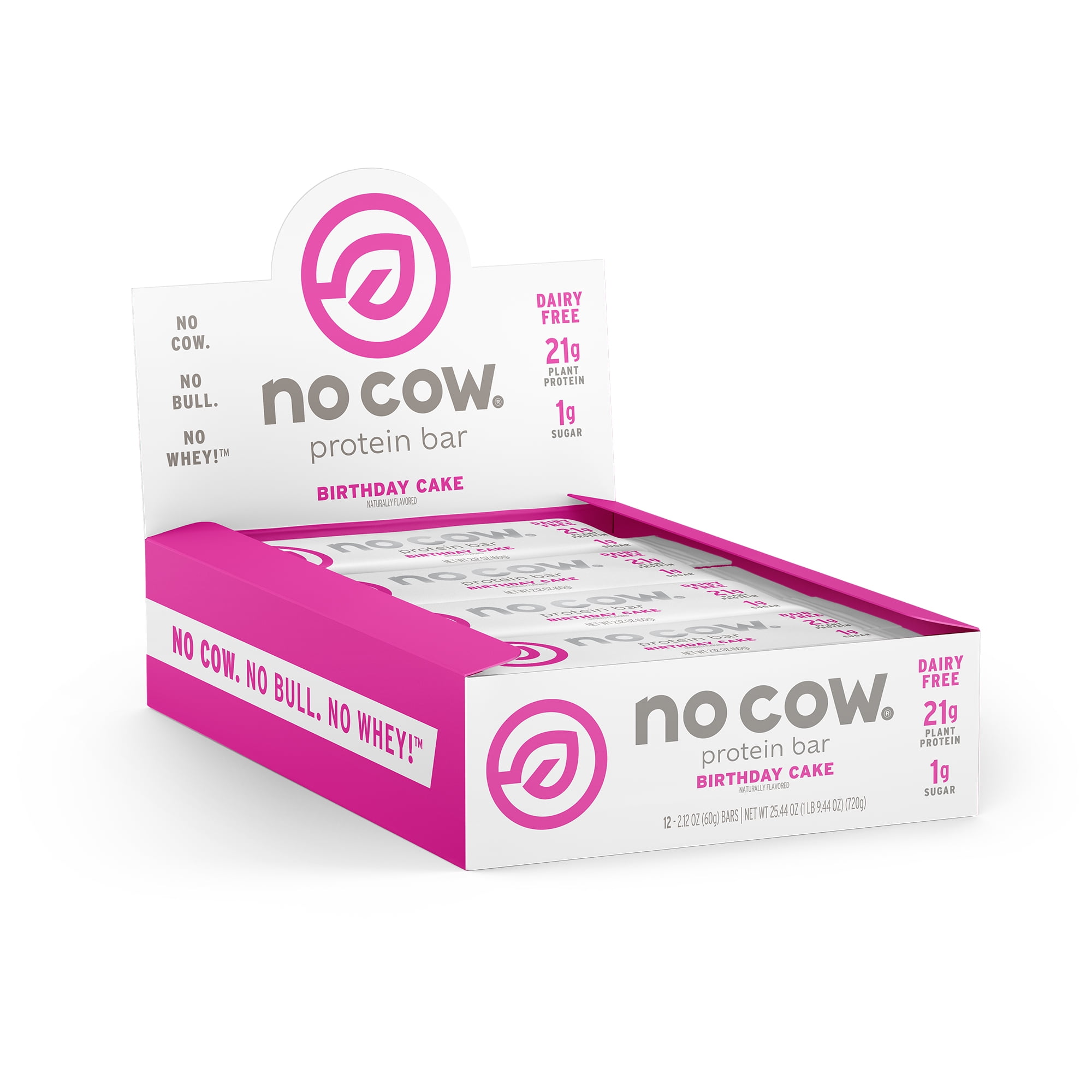 No Cow Dipped Protein Bars, Birthday Cake, Box of 12