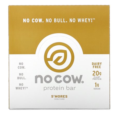 No Cow, Protein Bar, S'mores, 12 Bars, 2.12 oz (60 g) Pack of 4