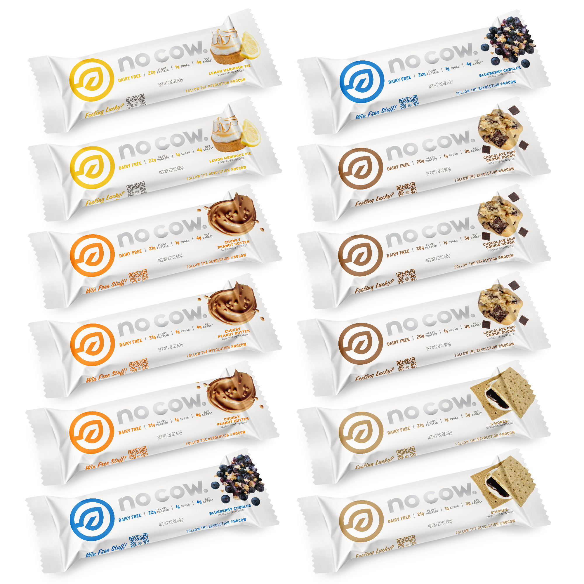 No Cow Protein Bars, Top Flavors Variety Pack, 20g Plus Vegan Protein