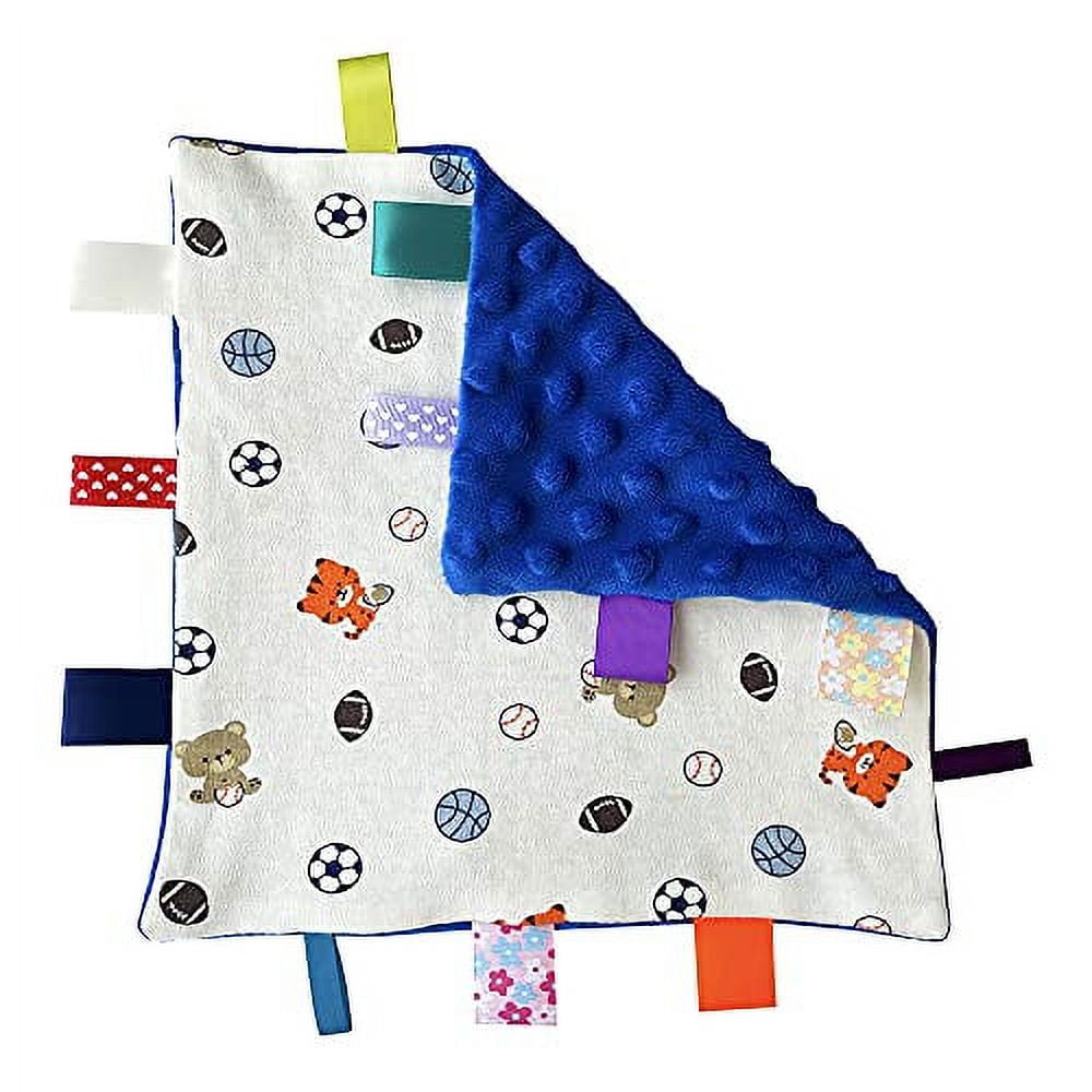 No Crinkle Sound Soft Touch Comforter Blanket with Tags. Tag Comforter Comfort Blanket. Great Gift for Baby. Blue Sailboat Tag Blanket