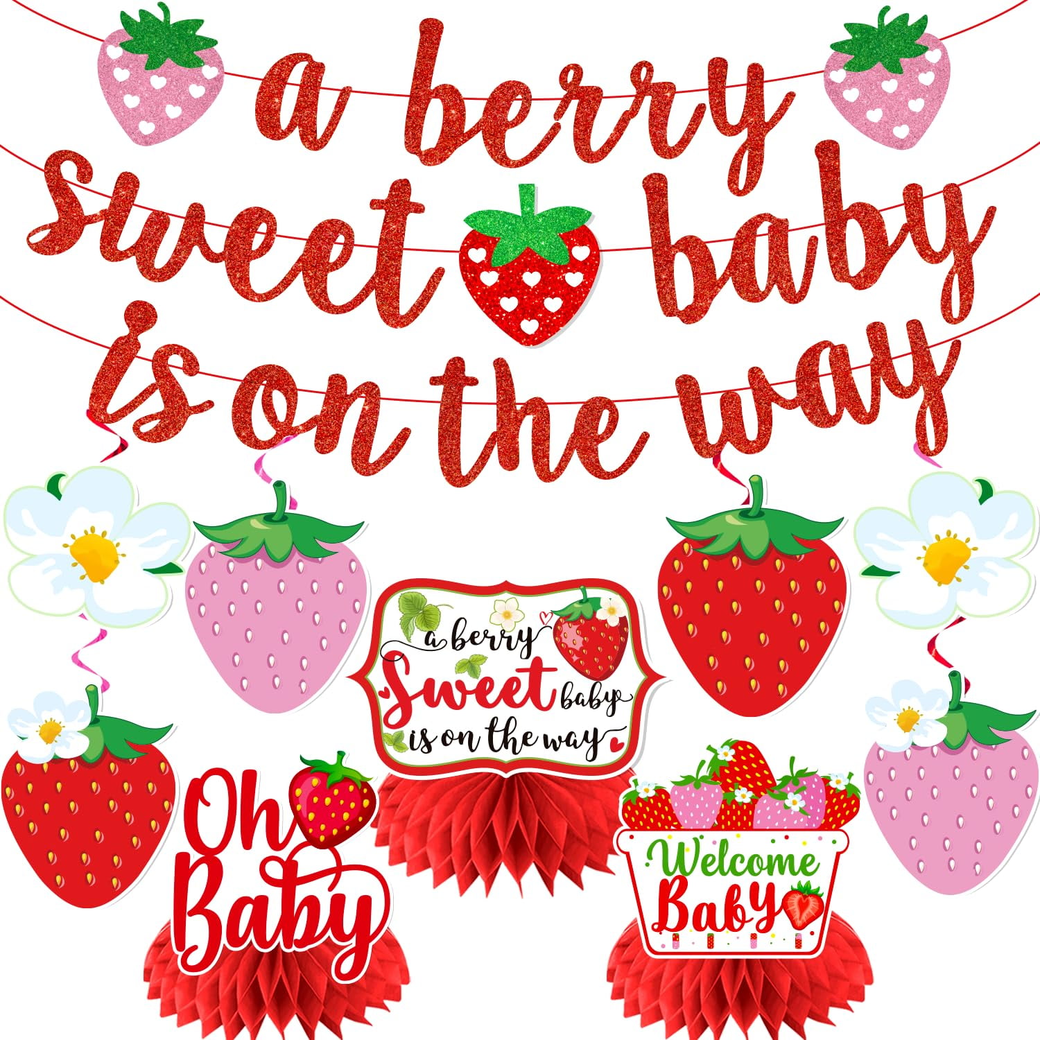 No-DIY Strawberry Baby Shower Decorations, Berry Sweet Baby Shower