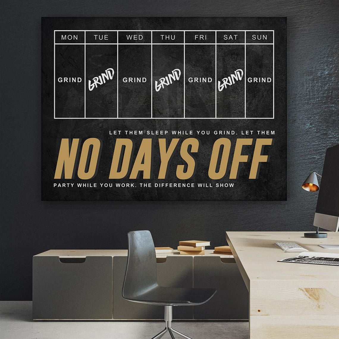 No Days Off Wall Art Print, Motivational For Weekly Planning Rise And ...
