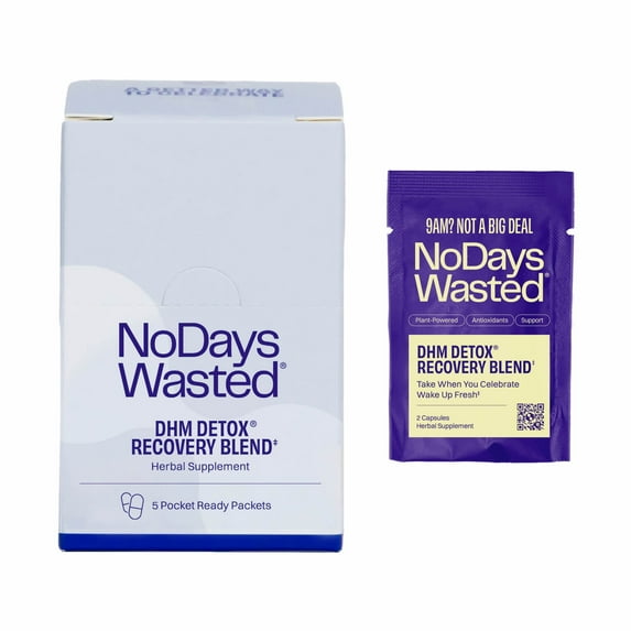 No Days Wasted Detox Recovery Blend, Dihydromyricetin (DHM Supplement), Natural Extract, 5 Pack