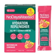 No Days Wasted Hydration Replenisher Electrolyte Replacement, Watermelon Lemonade, Powder Packet Drink Mix, 6 Count