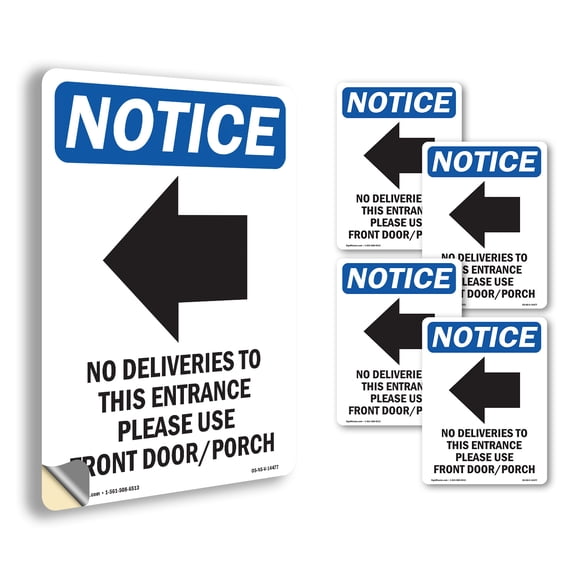 No Deliveries To This With Symbol OSHA Notice Vinyl Decal Label 5 Inch x 3.5 Inch - 5 Pack