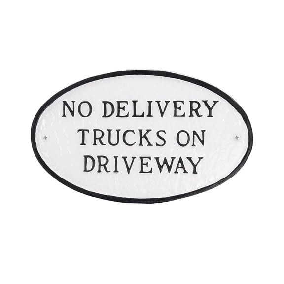 No Delivery Trucks on Driveway Standard Oval Statement Plaque - White/Black