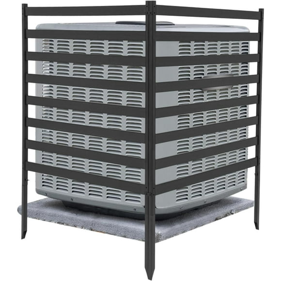 No-Dig Air Conditioner Fence, AC Covers for Outside to Hide Air Conditioner & for Outdoor Privacy, Wood Privacy Fence Panel, 4.26ft H x 3.23ft W, 2 Panel (Black)