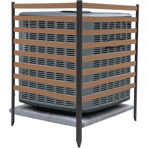 No-Dig Air Conditioner Fence, AC Covers for Outside to Hide Air Conditioner & for Outdoor Privacy, Wood Privacy Fence Panel, 4.26ft H x 3.23ft W, 2 Panel (Brown)