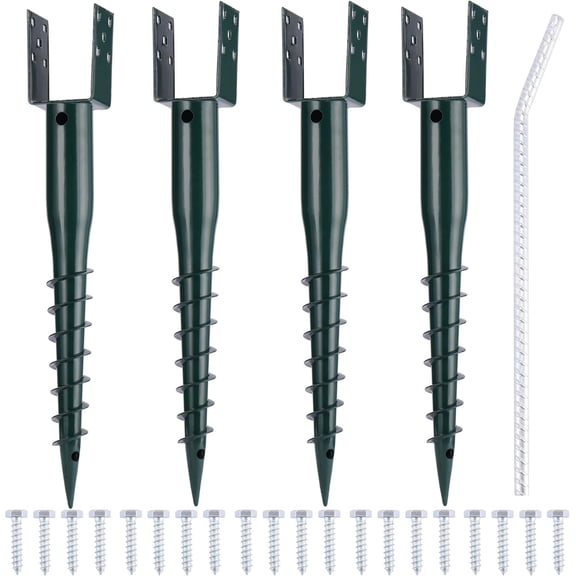 No Dig Ground Screw Anchor Spike - 27 inch U Shaped  Stake for Mailbox and Fence, Includes Lag  & Rebar, Fits Standard 4x4 (3.5" X 3.5" Inch) .