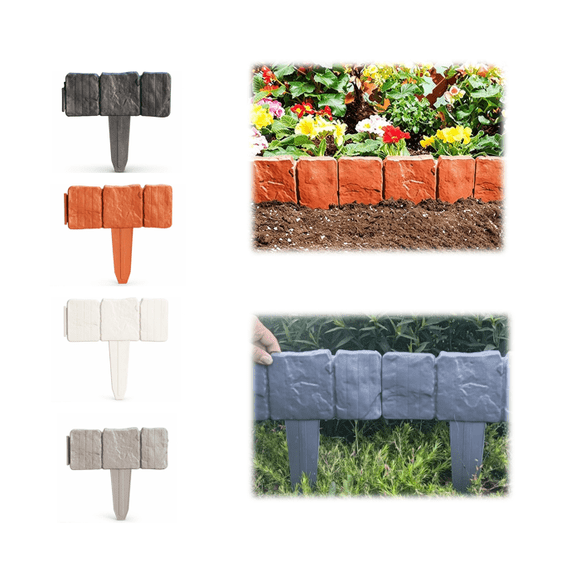 No Dig Landscape Edging – Plastic Garden Border for Flower Beds – Flexible Interlocking Lawn Edging – Weather Resistant Decorative Fence (Gray,20PCS)