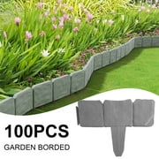 No-Dig Landscape Edging, iMounTEK 100 PCS 80 ft Lawn Edging for Landscaping,Plastic Fencing Lawn Border,Interlocking Lawn Edge,Imitation Stone Fence for DIY Outdoor Patio Balcony Yard Landscaping