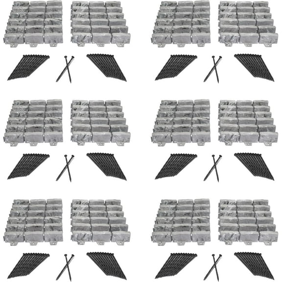 No-Dig Landscape Edging with Anchoring Spikes, 2.7 in. Tall Decorative Stone-Look Garden Border, 90 Foot Kit, Slate Gray (3602S-90C)