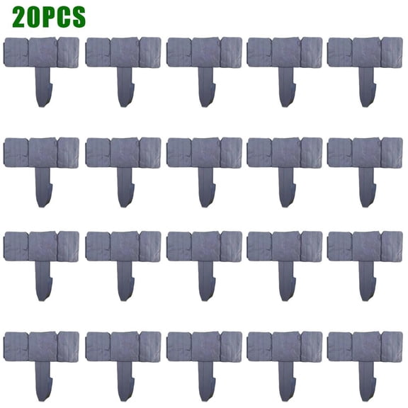 No-Dig Stone-Look Garden Edging Border, Robust 20-Pack Pebble Texture Landscape Edging, Sturdy Resilient Interlocking Flower Bed Fence, Black, 5.7" x 4.9"