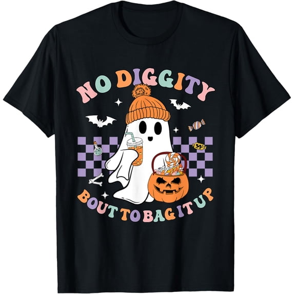 No Diggity Bout To Bag It Up Cute Ghost Halloween Candy T-Shirt BLACK Unisex S-5XL Hot Trending Shirt, Vintage Birthday Gift