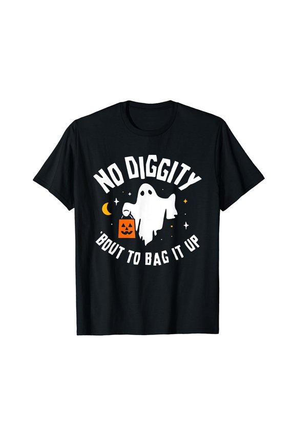 No Diggity Bout To Bag It Up Cute Ghost Halloween Kids Candy T-Shirt