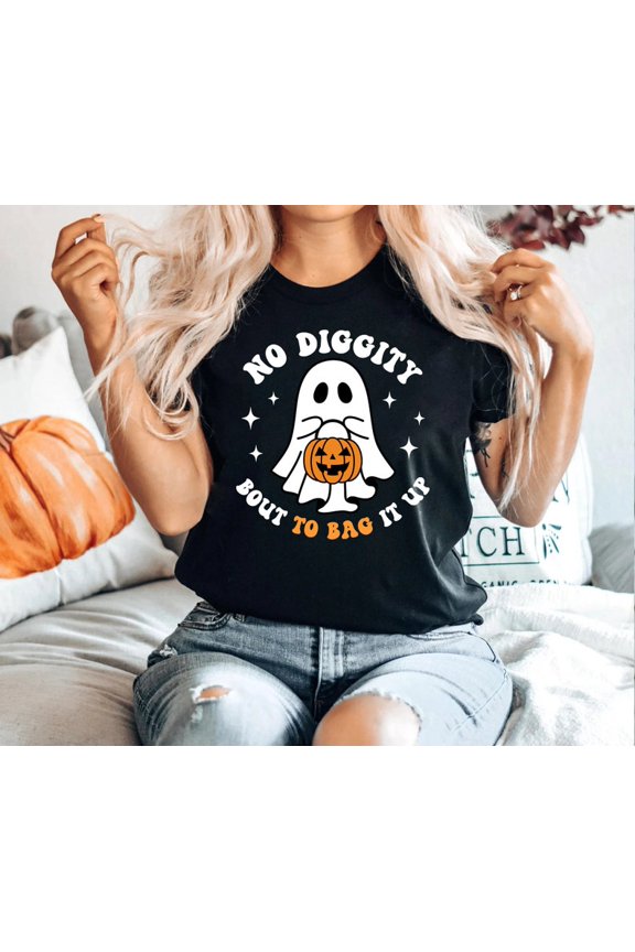 No Diggity Bout To Bag It Up Shirt, Retro Ghost Shirt, Fall Shirt, Ghost Shirts For Her, Retro Shirt