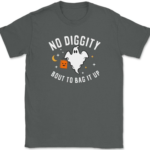 No Diggity Bout To Bag It Up T-Shirt Funny Halloween Trick or Treat Tee - Charcoal, XL
