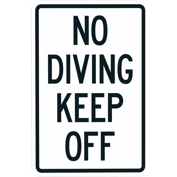 No Diving Keep Off Warning Sign, Metal Security Sign - 8"x12" Safety Wall Decor for Home Business Yard Garden Office Street Road Indoor Outdoor