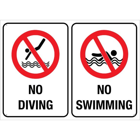 No Diving No Swimming Sign 8X12 Inch Rust Free Aluminum Easy To Read & Sturdy Keep Out Outdoor Metal Signs For Home Farm Yard
