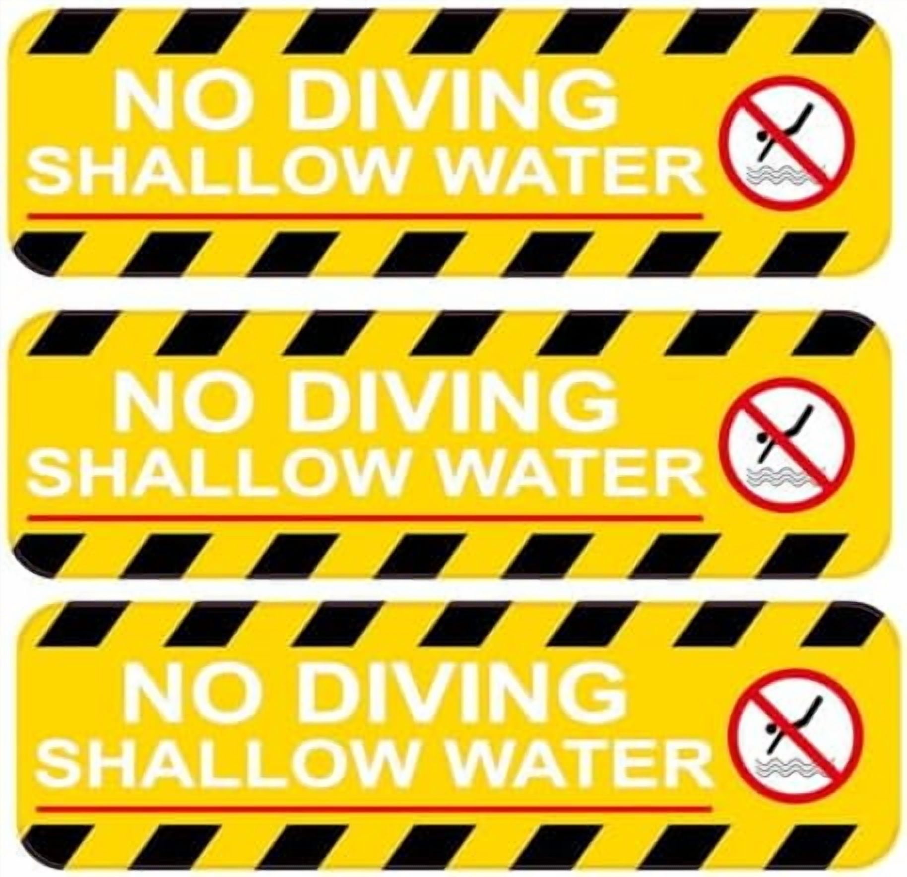 No Diving Stickers Shallow Water 3 x 10 Inch No Diving Adhesive ...