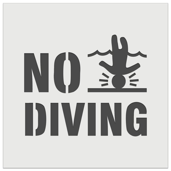 No Diving Swimming Head Injury DIY Cookie Wall Craft Stencil - 11.5 Inch