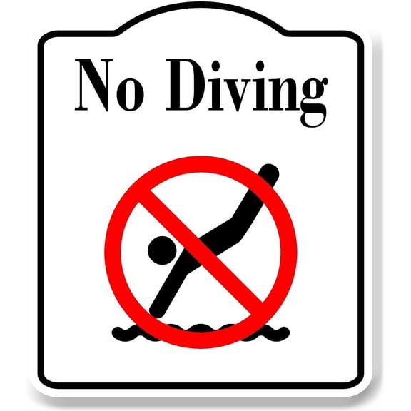 No Diving Symbol WB Aluminum Composite Sign 8.5''x10''