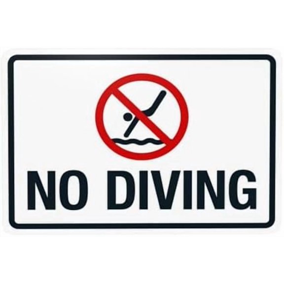 No Diving Warning Signs, Pool Security Metal Signs for Home Busines Outdoor Indoor Road Yard Garage Street Wall Caution Decor 12 x 8 Inch