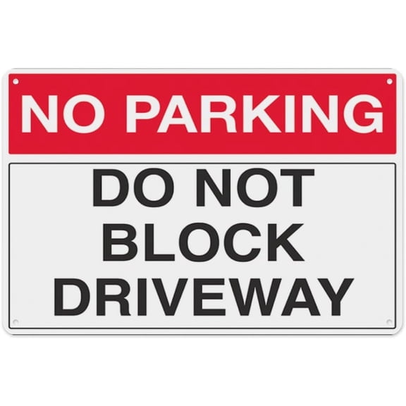 No - Do Not Block Driveway 8"x12", Aluminum Tin Warning Signs for Home Outdoor Garden, Durable Traffic Sign for Residence